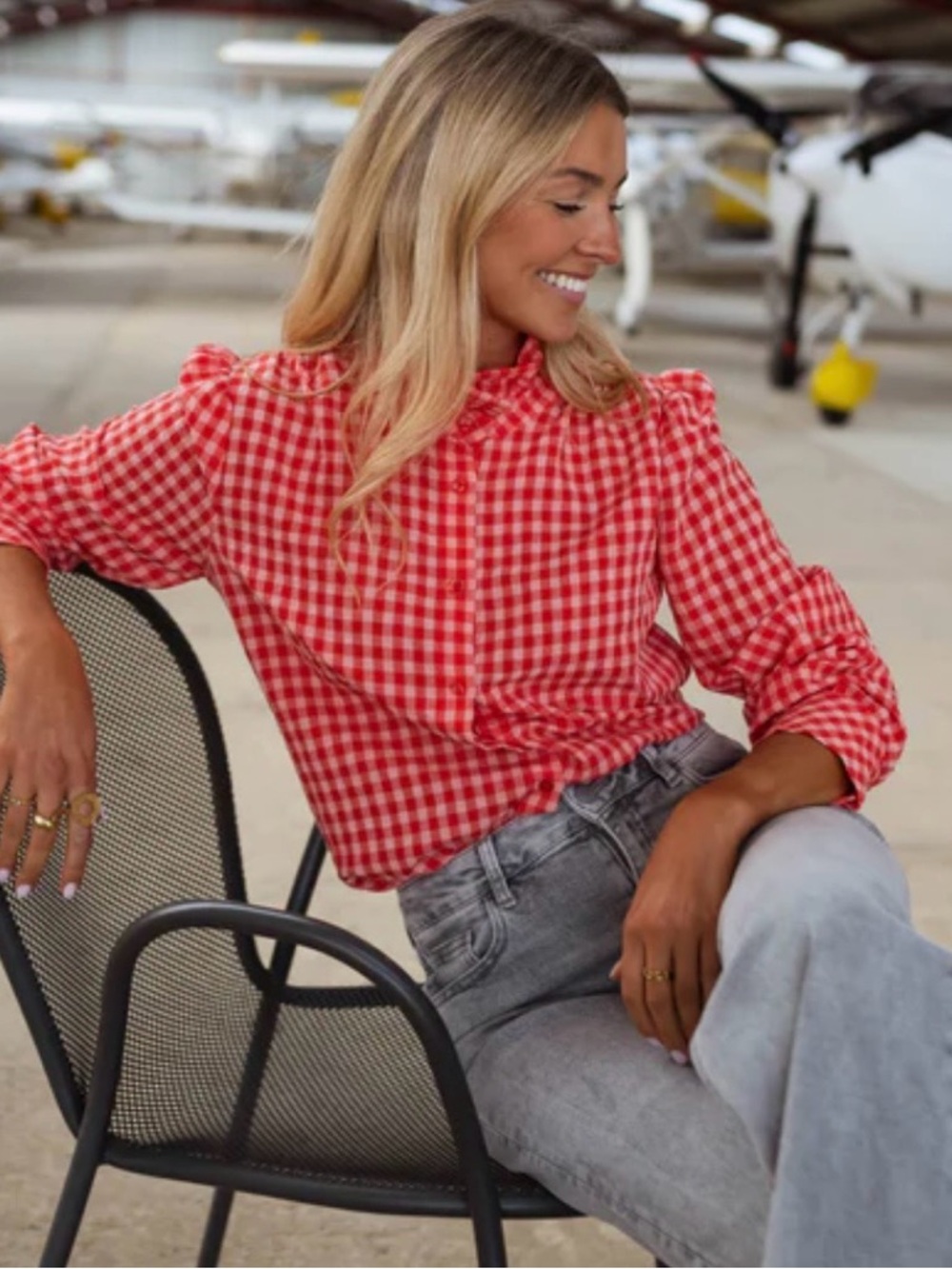 Easy Clothes Red and Orange Lili Shirt Classic Red Gingham Top